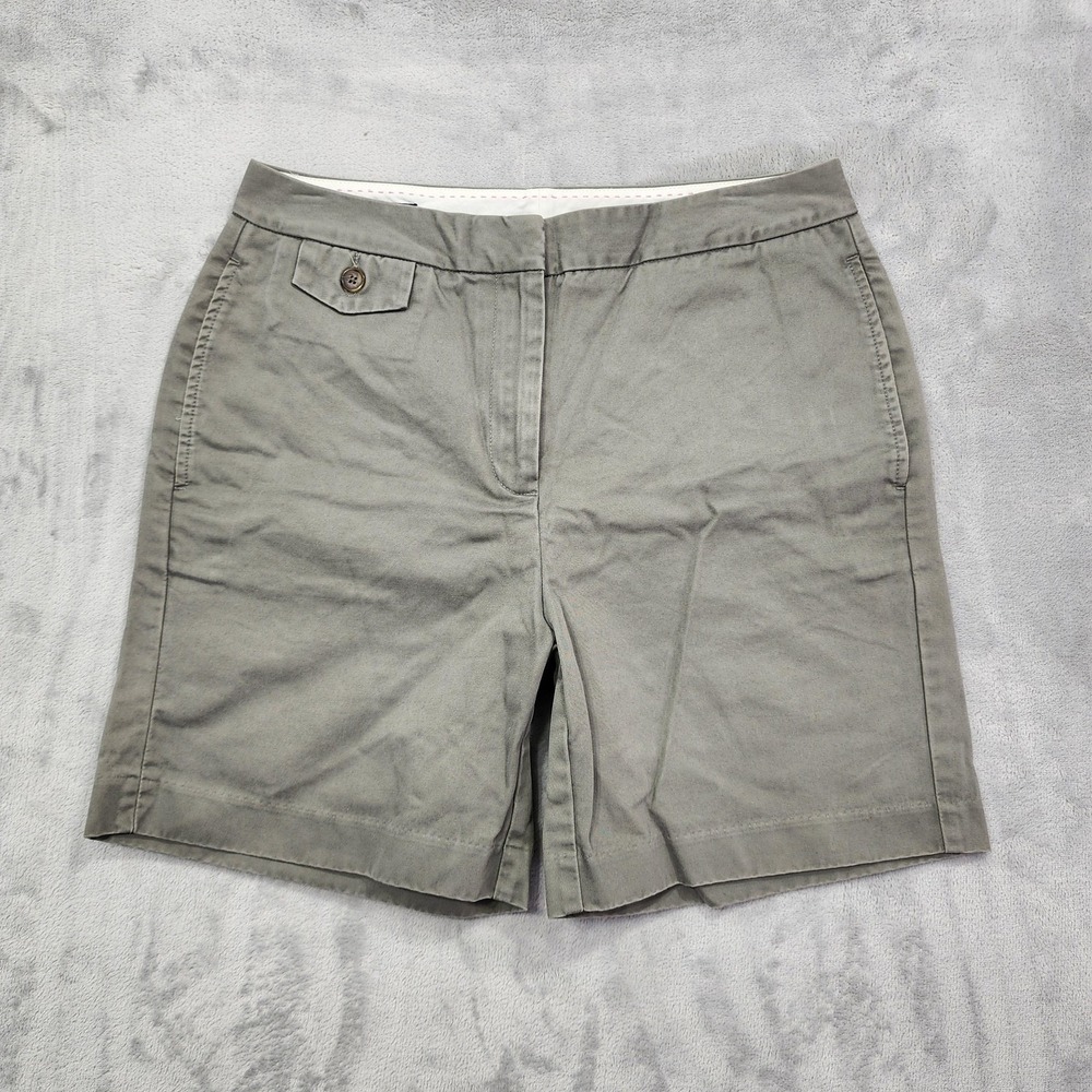 Lands' End Shorts Womens 6 Gray Chino Twill Flat Front Casual Pockets Summer